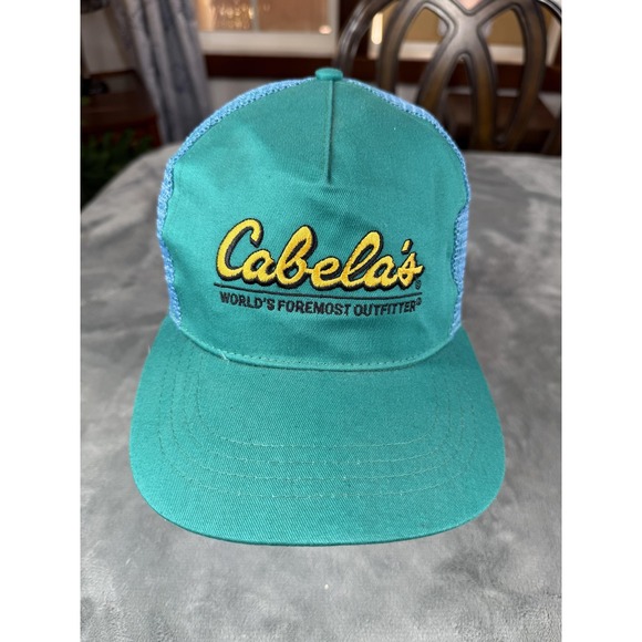 Cabela's Other - Vintage Cabela's Hat Cap Snap Back Green Blue Trucker Mesh Embroidered Mens 90s‎